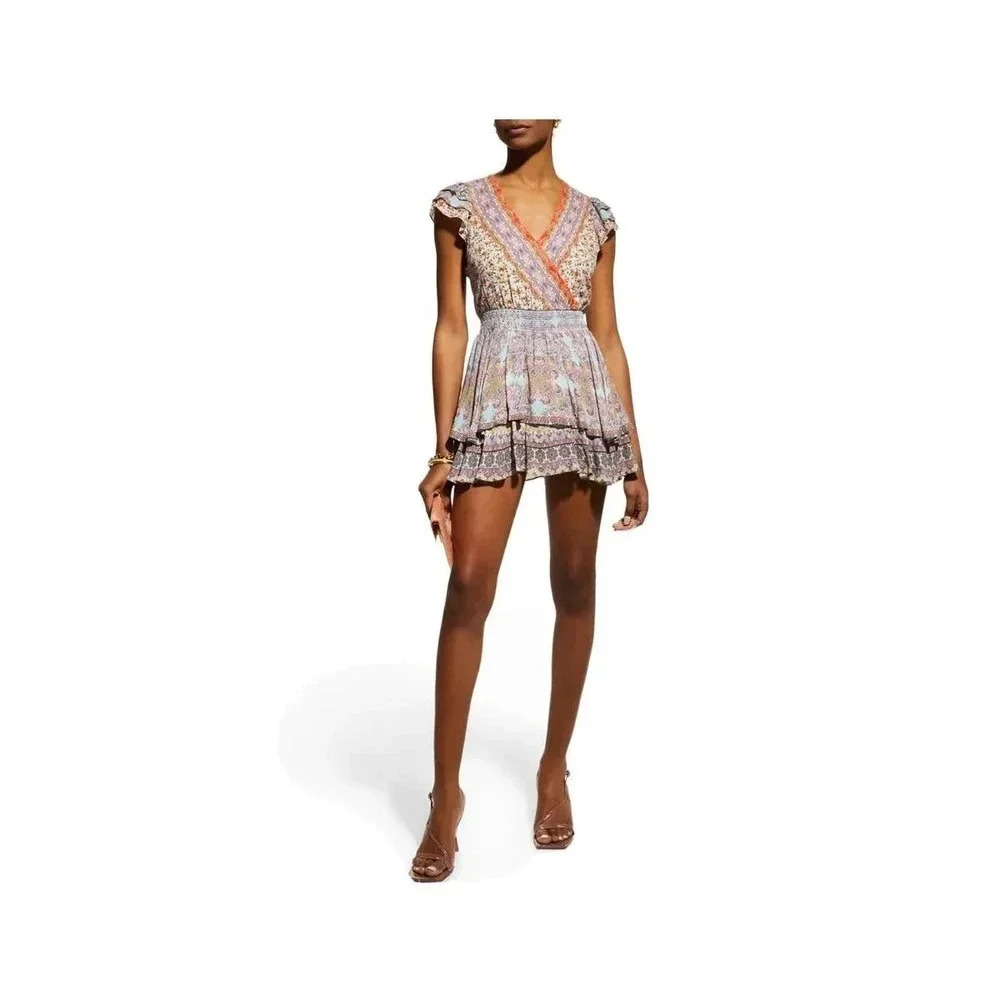 NWT $440 ALICE + OLIVIA Mariska Floral Print Ruffled Romper - Boho Feminine